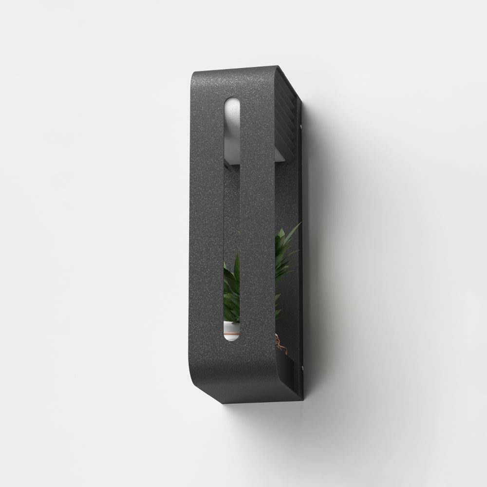 Ray Modern Rectangular Metal/Acrylic Solar Outdoor Plants Pot Holder Wall Lamp, Black - Neutralighting
