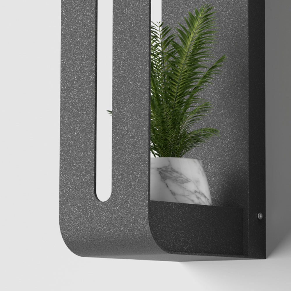 Ray Modern Rectangular Metal/Acrylic Solar Outdoor Plants Pot Holder Wall Lamp, Black - Neutralighting