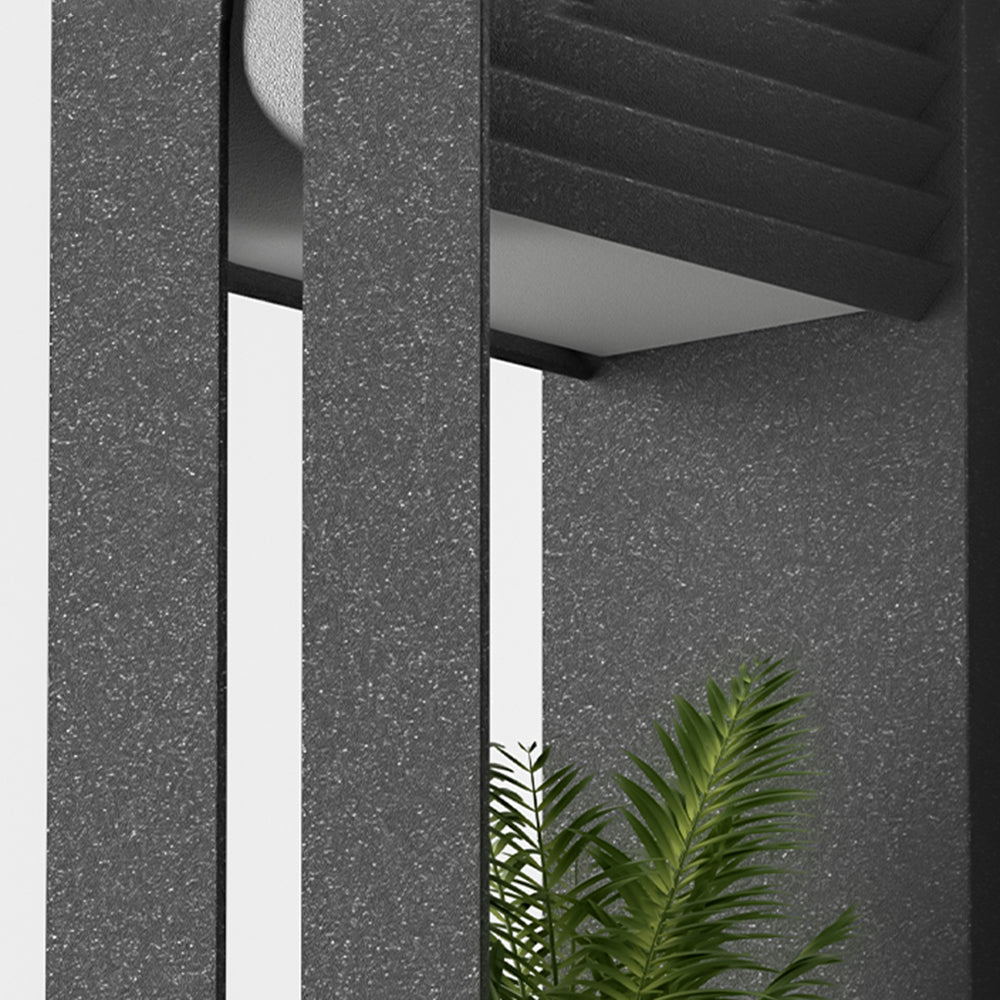 Ray Modern Rectangular Metal/Acrylic Solar Outdoor Plants Pot Holder Wall Lamp, Black - Neutralighting