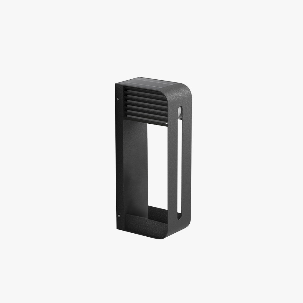 Ray Modern Rectangular Metal/Acrylic Solar Outdoor Plants Pot Holder Wall Lamp, Black - Neutralighting