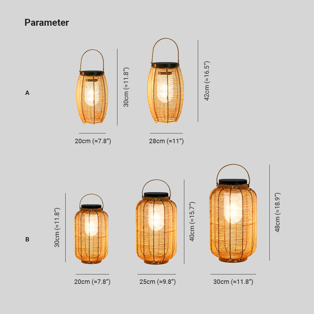 Ray Retro Lantern Metal/Rattan Floor Lamp, Wood Color - Neutralighting