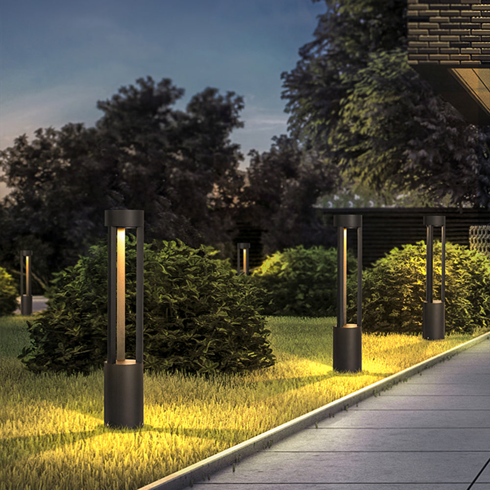 Ray Modern Cylindrical Hollow Outdoor Path Light, Black - Neutralighting