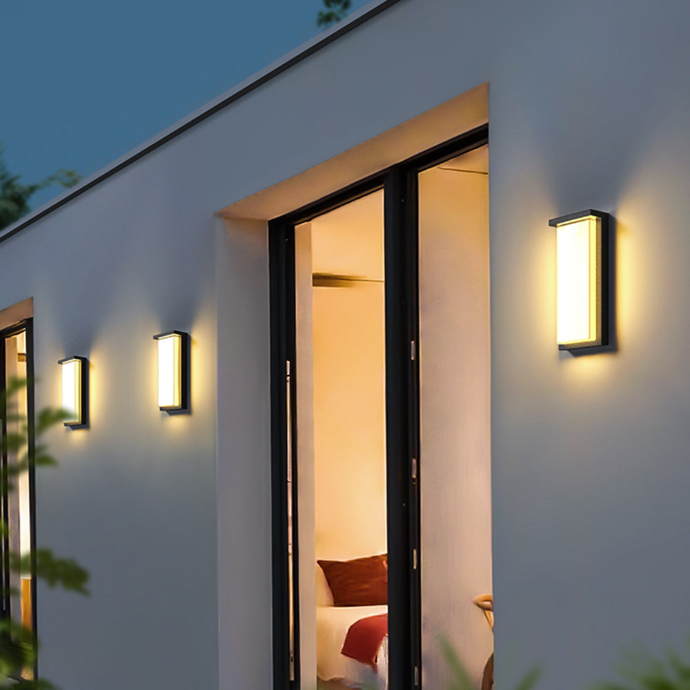Ray Modern Minimalist Rectangular Metal Outdoor Wall Lamp, Black - Neutralighting