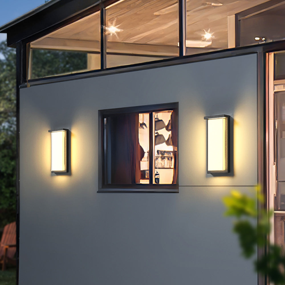 Ray Modern Minimalist Rectangular Metal Outdoor Wall Lamp, Black - Neutralighting