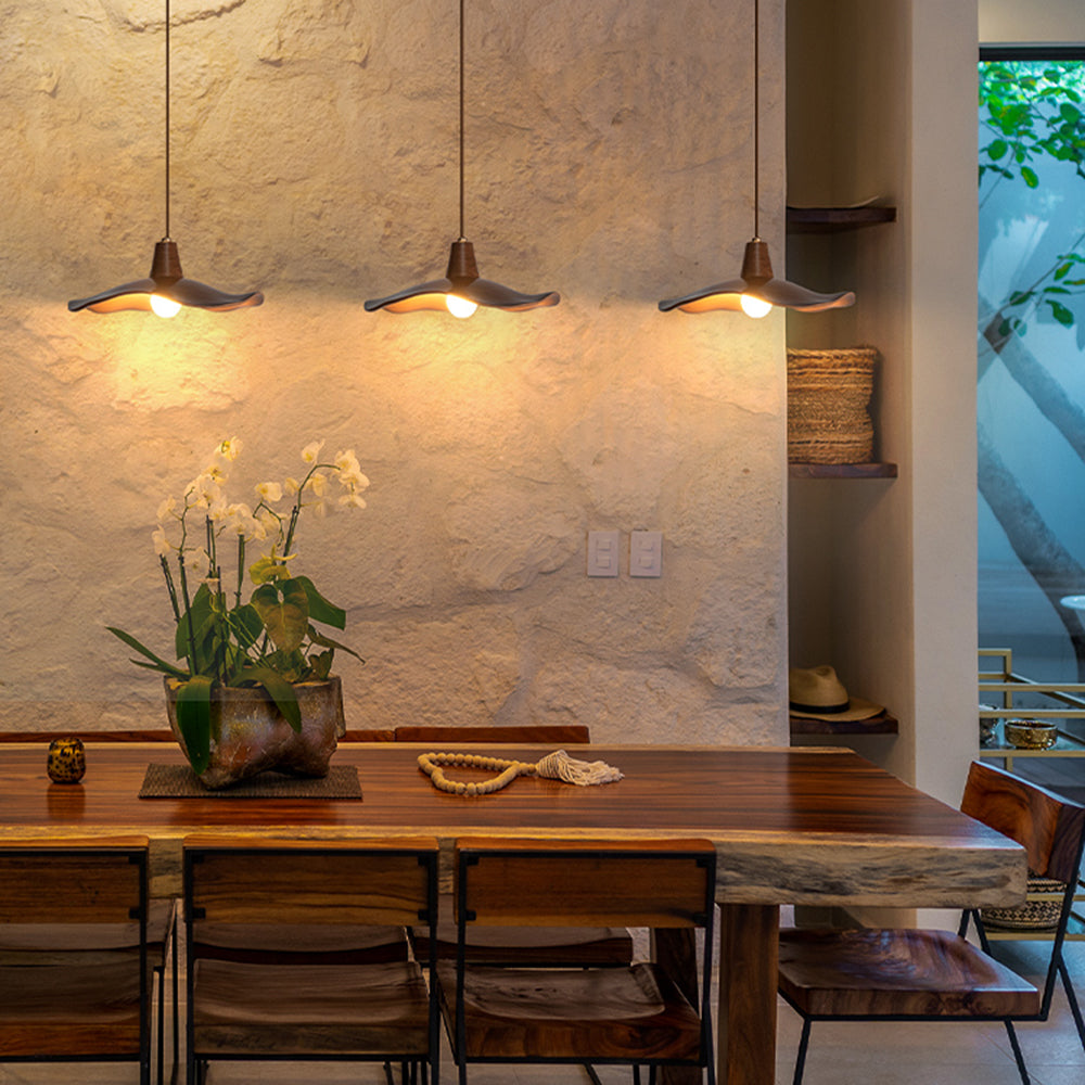 Arisha Pendant Light Wave Retro, Mahogany/Resin, Dining Room - Neutralighting