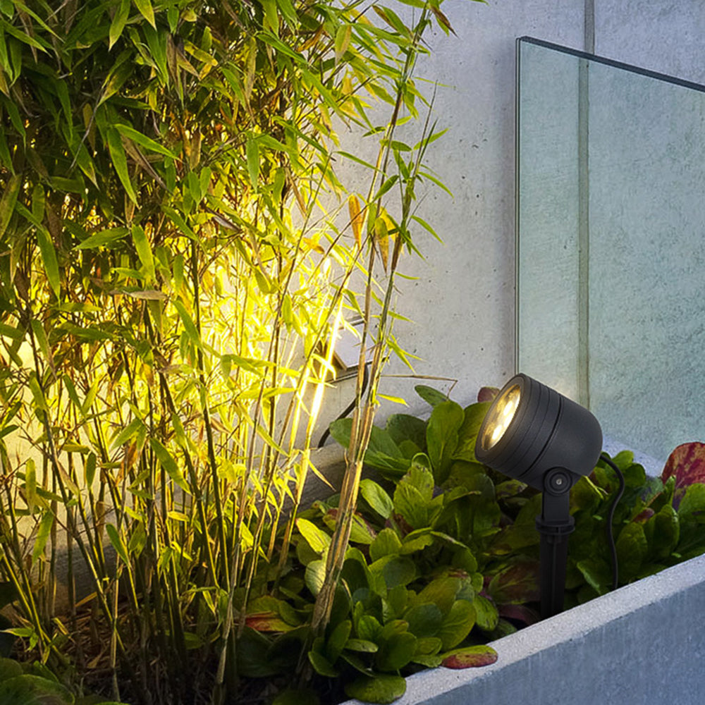 Ray Modern Round Glass/Metal Solar Outdoor Ground Lamp Spotlight - Neutralighting