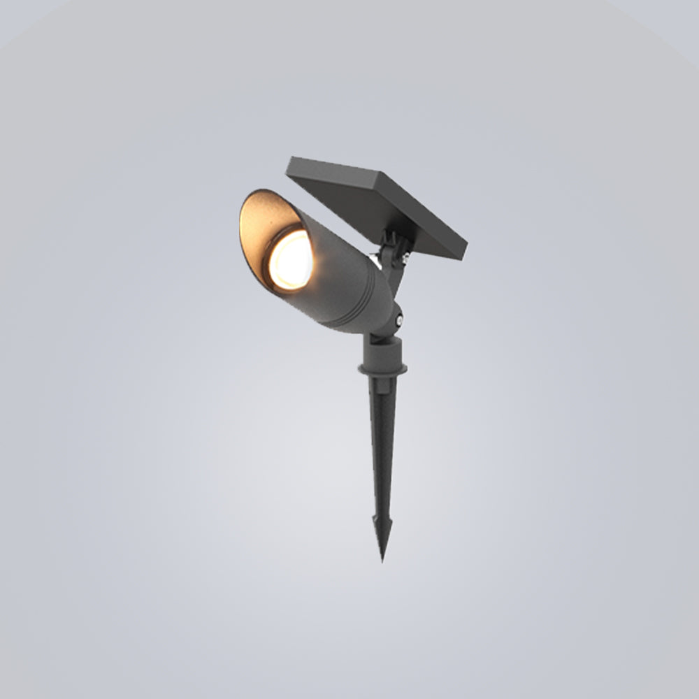 Ray Modern Round Glass/Metal Solar Outdoor Ground Lamp Spotlight - Neutralighting