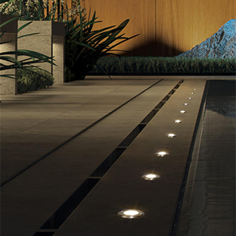 Ray Modern Metal Cylindrical Recessed Outdoor Step/Deck Light, Black - Neutralighting