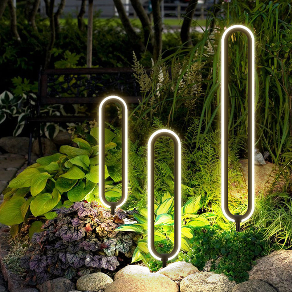 Ray Modern Metal Elliptical Ring Solar Outdoor Path Light, Black - Neutralighting