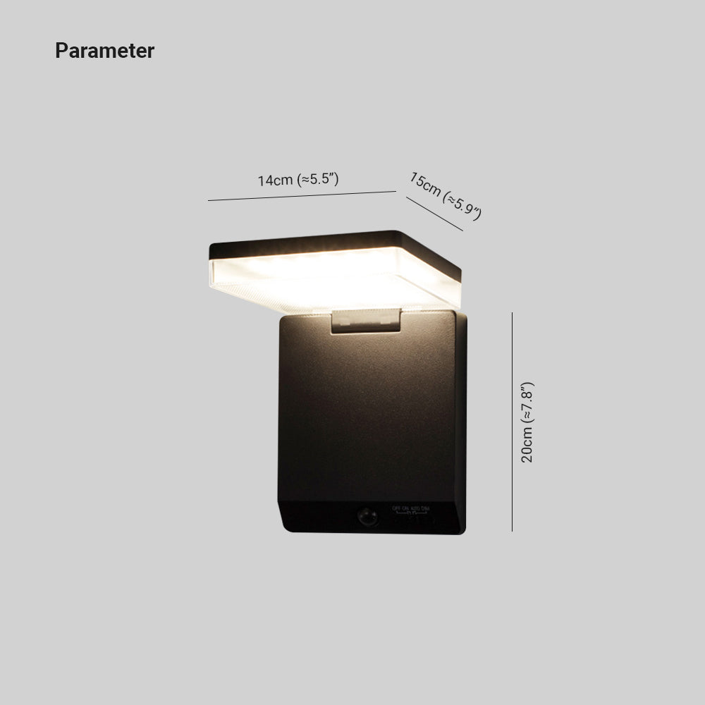 Ray Modern Minimalist Right-Angle Acrylic Sensor Solar Waterproof Outdoor Wall Lamp, Black - Neutralighting