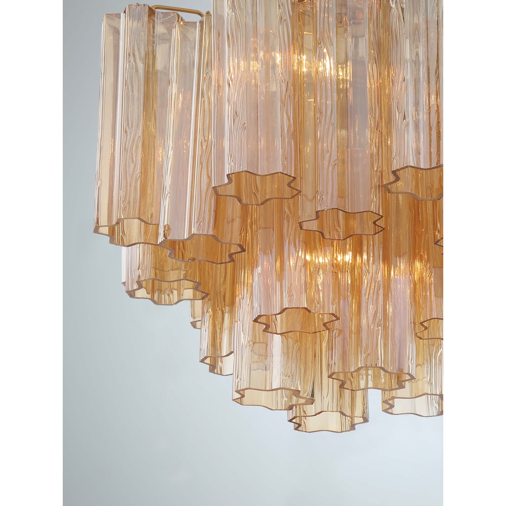 Aurora Murano Chandelier Glass Tube Layered Amber