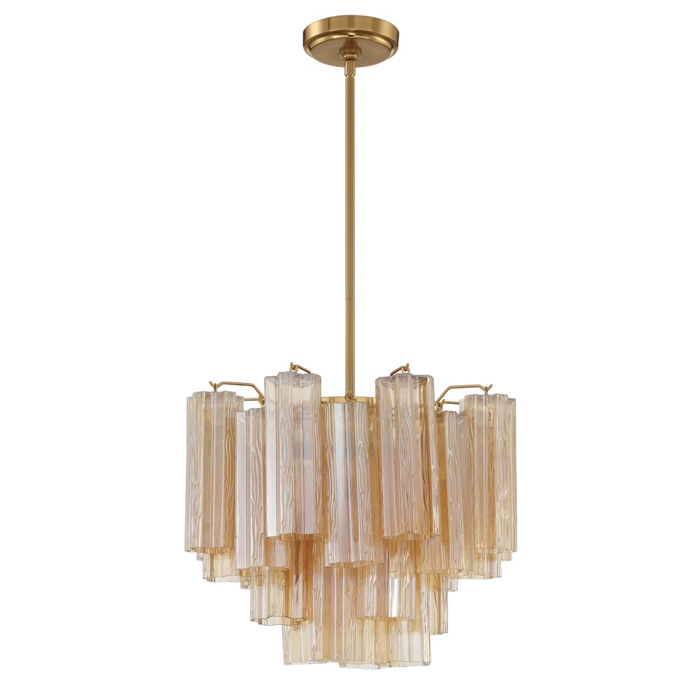 Aurora Murano Chandelier Glass Tube Layered Amber