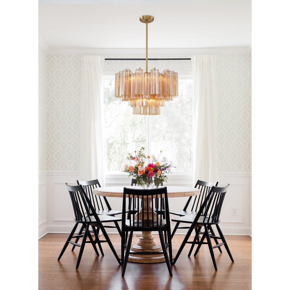 Aurora Murano Chandelier Glass Tube Layered Amber