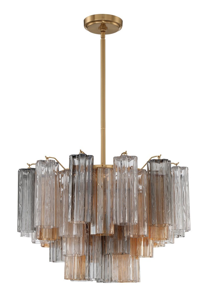 Aurora Murano Chandelier Glass Tube Layered Amber