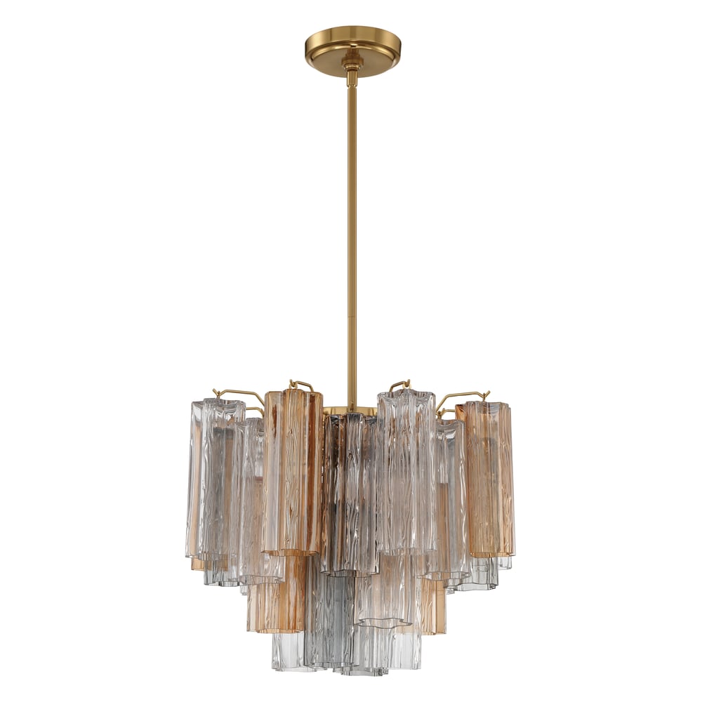 Aurora Murano Chandelier Glass Tube Layered Amber