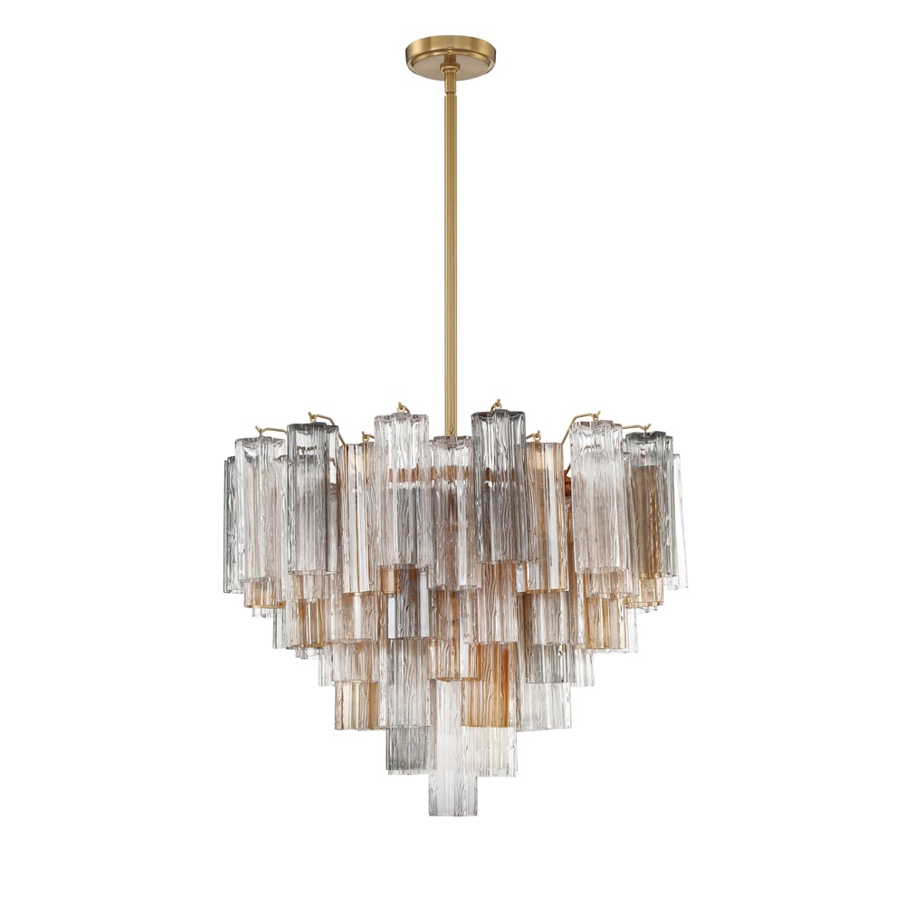 Aurora Murano Chandelier Glass Tube Layered Amber
