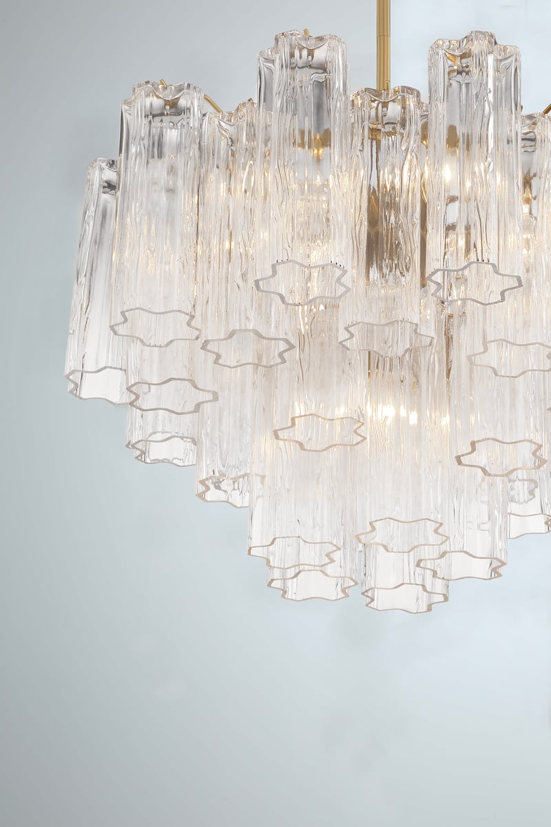Aurora Murano Chandelier Glass Tube Layered Amber