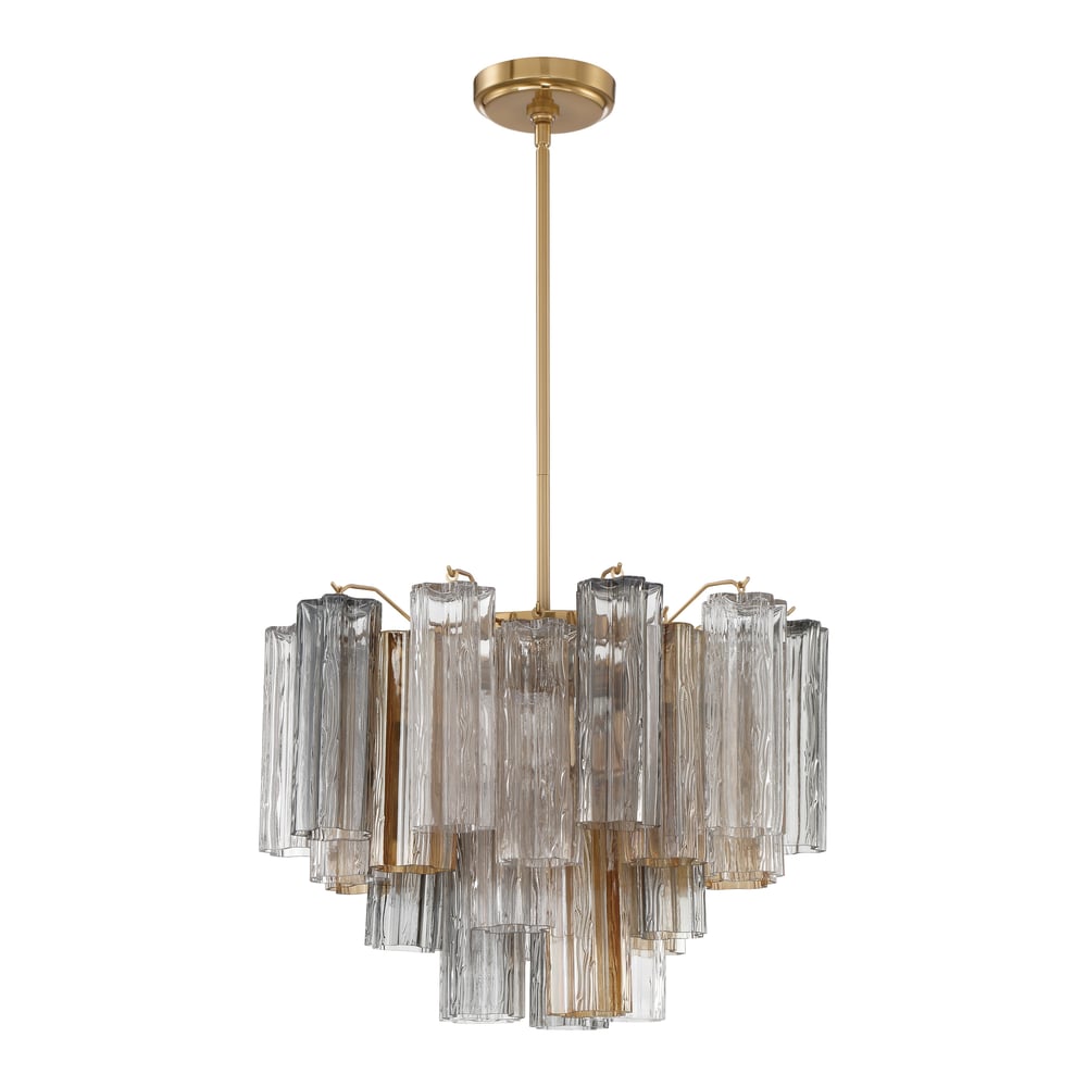 Aurora Murano Chandelier Glass Tube Layered Amber