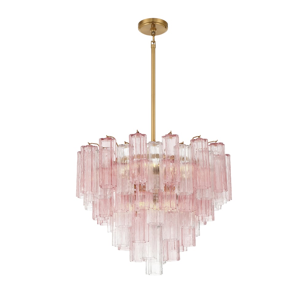 Aurora Murano Chandelier Glass Tube Layered Amber