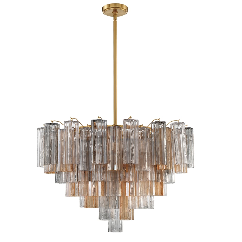 Aurora Murano Chandelier Glass Tube Layered Amber