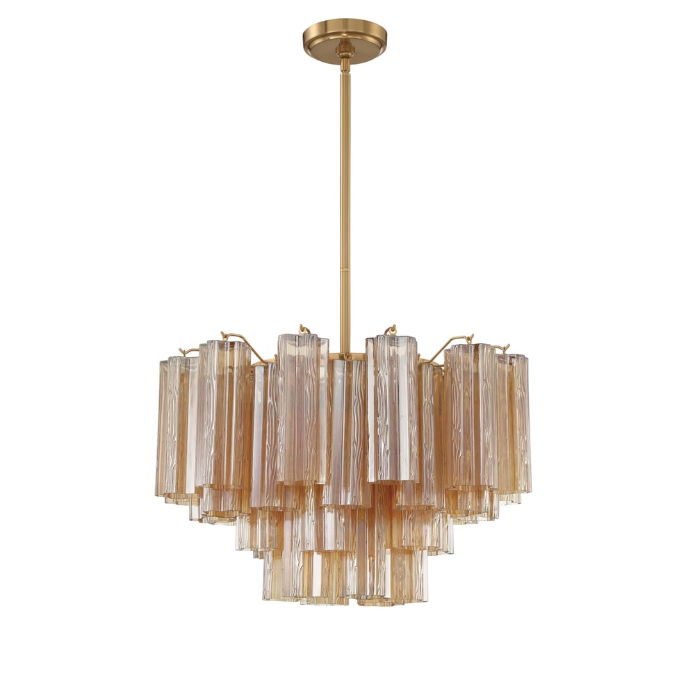 Aurora Murano Chandelier Glass Tube Layered Amber