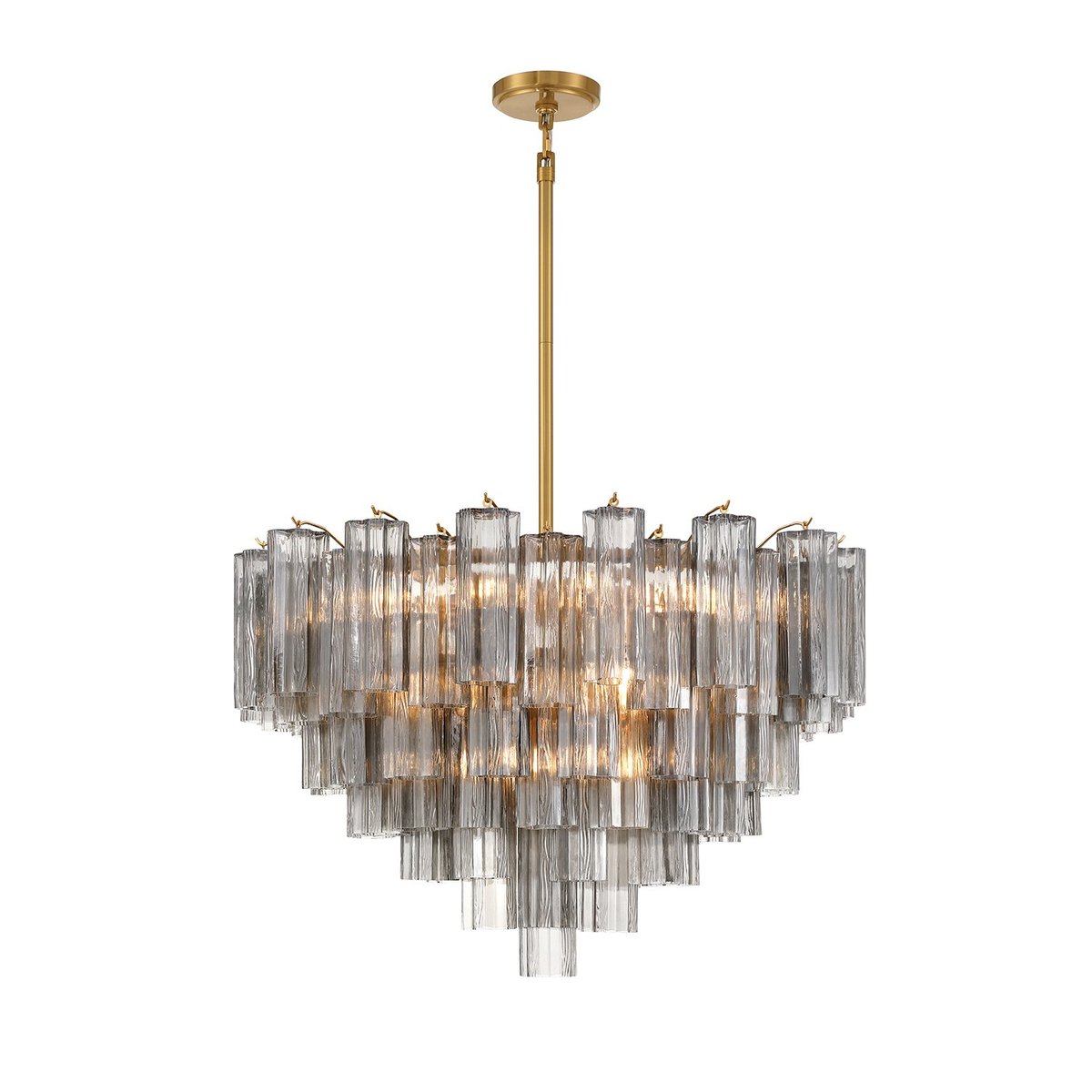 Aurora Murano Chandelier Glass Tube Layered Amber