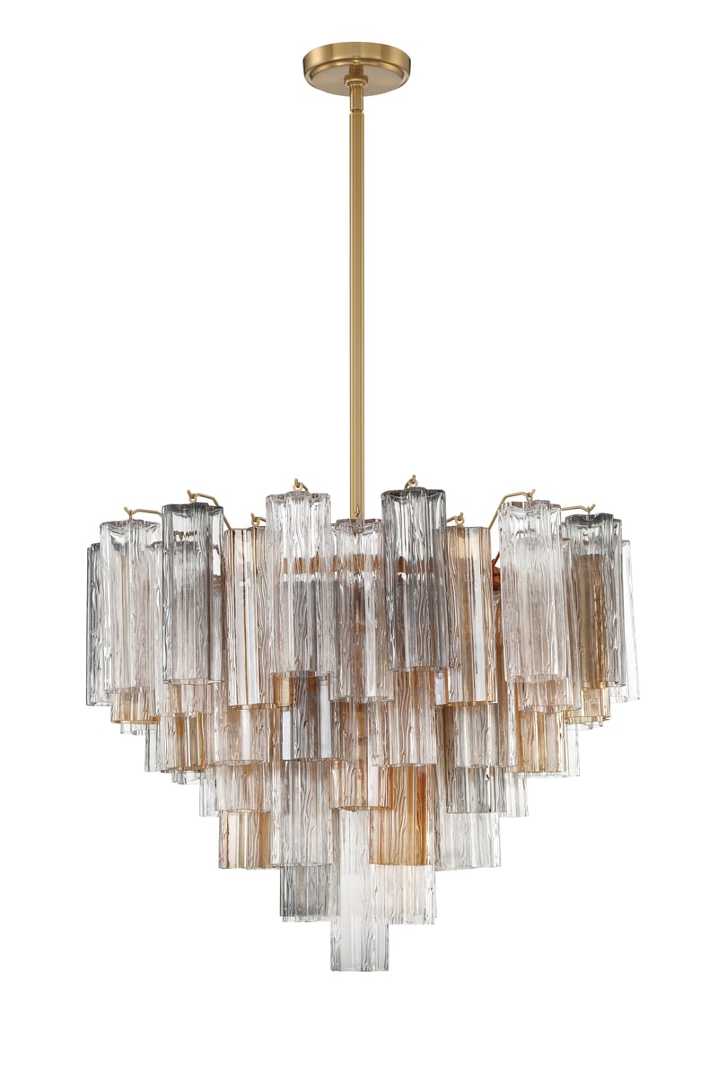 Aurora Murano Chandelier Glass Tube Layered Amber