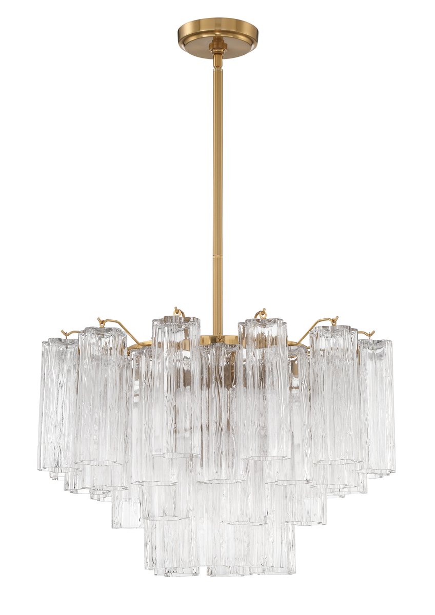 Aurora Murano Chandelier Glass Tube Layered Amber