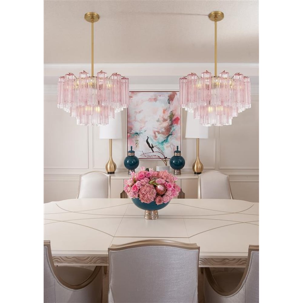 Aurora Murano Chandelier Glass Tube Layered Amber
