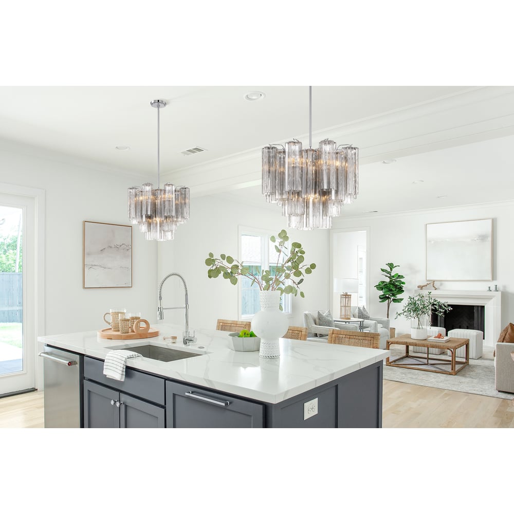 Aurora Murano Chandelier Glass Tube Layered Amber