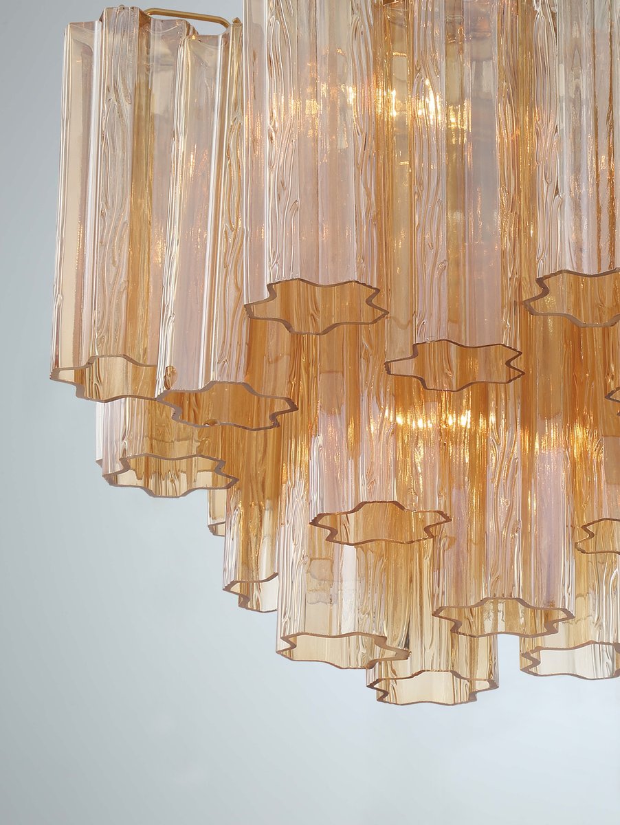 Aurora Murano Chandelier Glass Tube Layered Amber