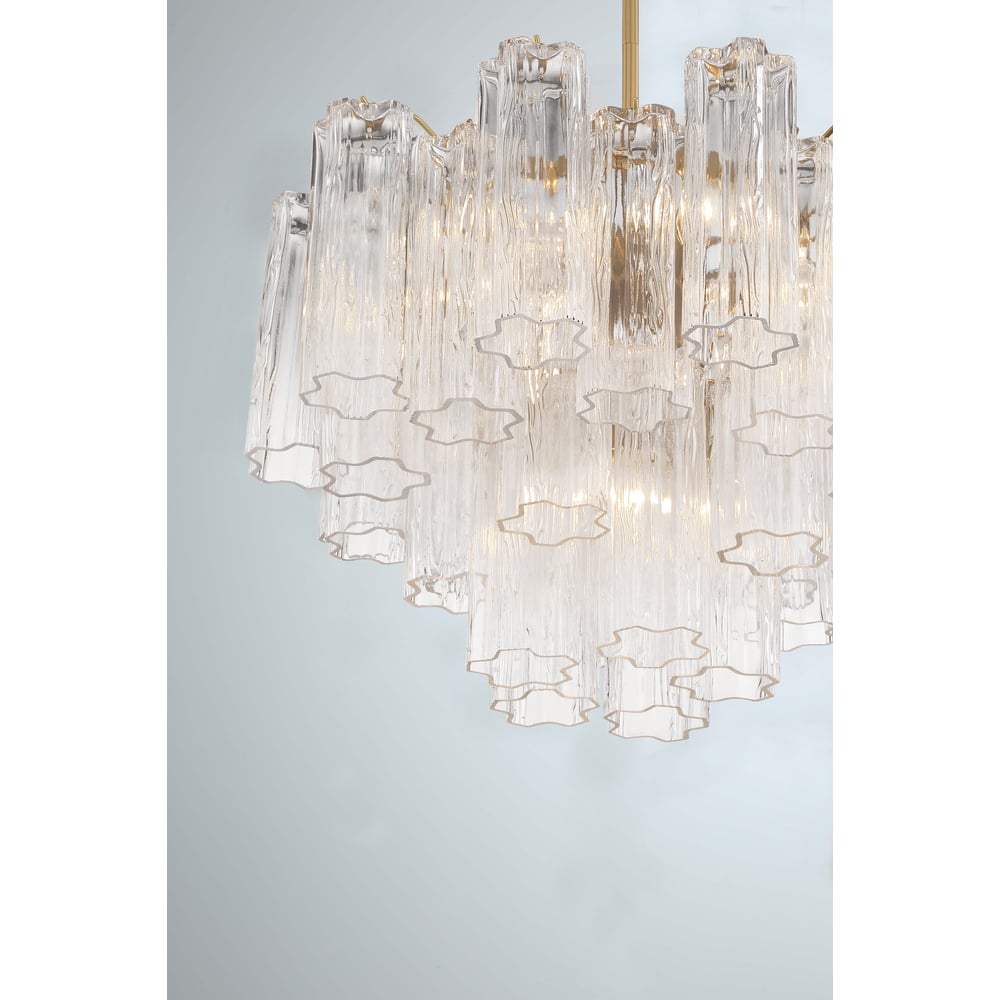 Aurora Murano Chandelier Glass Tube Layered Amber