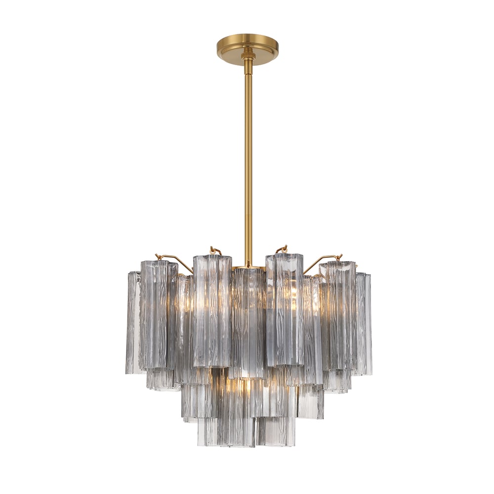 Aurora Murano Chandelier Glass Tube Layered Amber