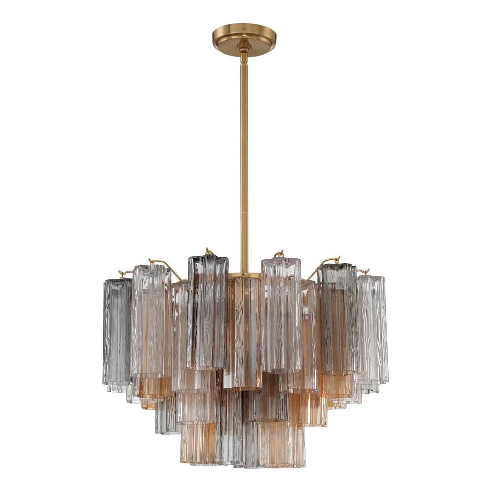 Aurora Murano Chandelier Glass Tube Layered Amber