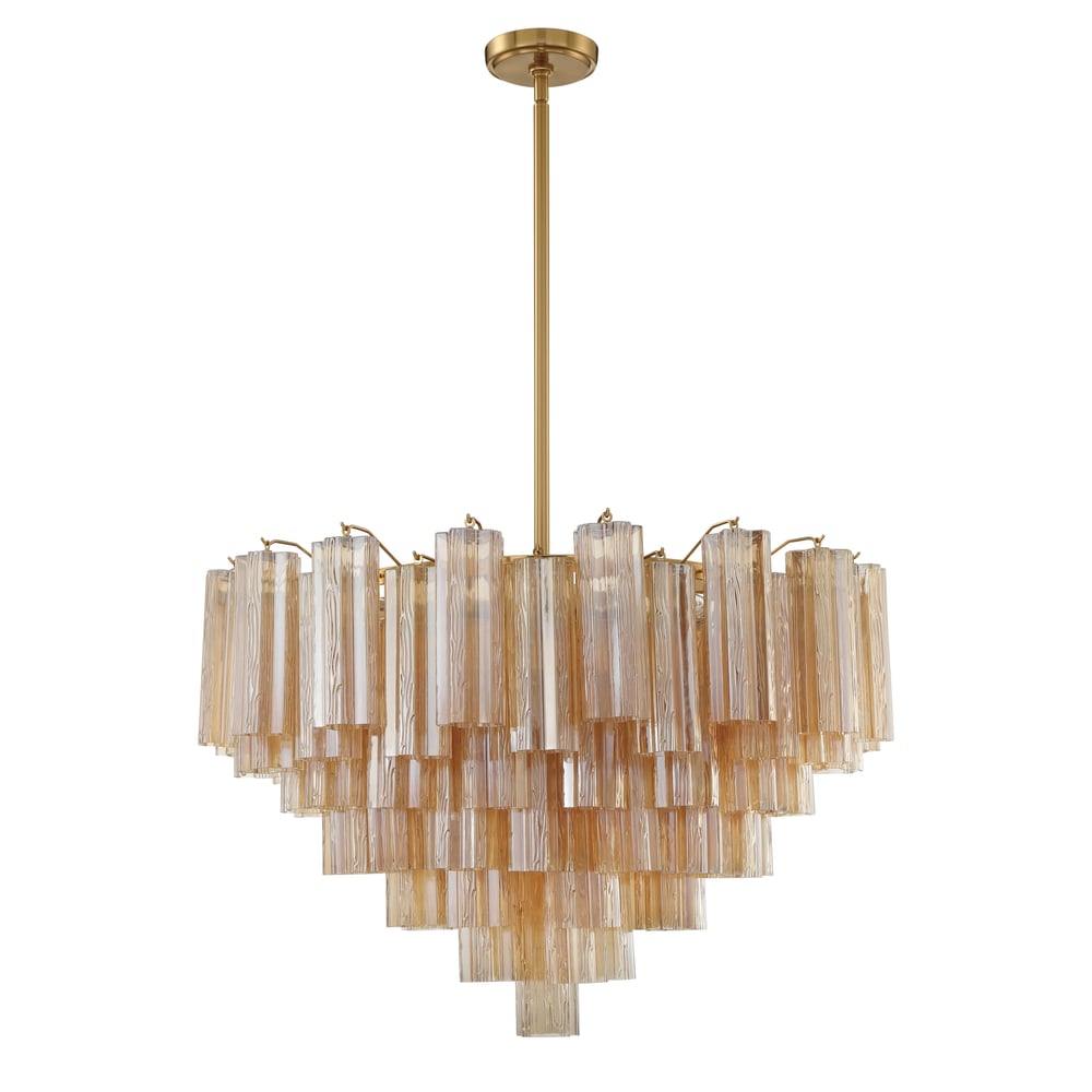 Aurora Murano Chandelier Glass Tube Layered Amber