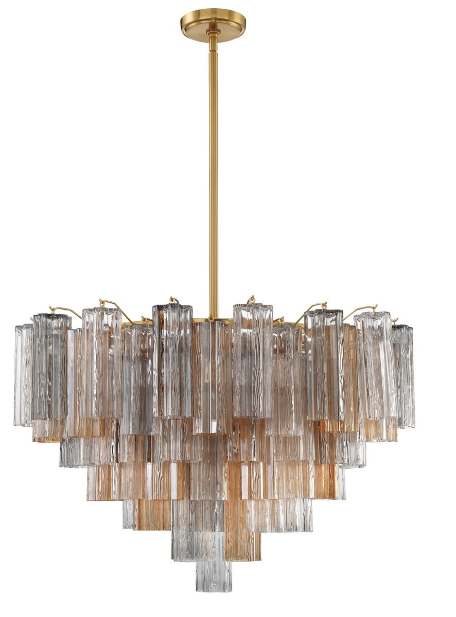 Aurora Murano Chandelier Glass Tube Layered Amber
