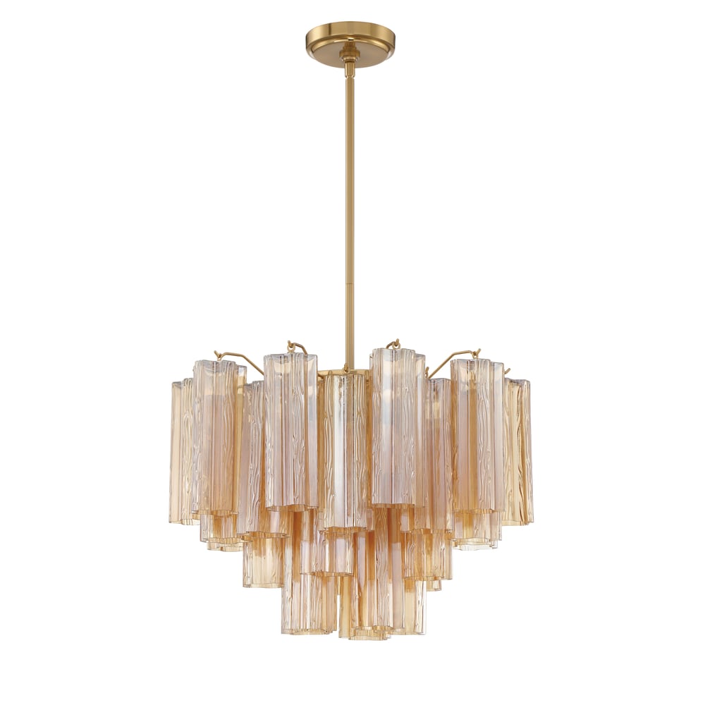 Aurora Murano Chandelier Glass Tube Layered Amber
