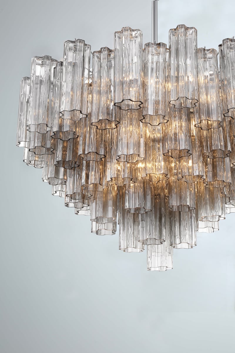 Aurora Murano Chandelier Glass Tube Layered Amber