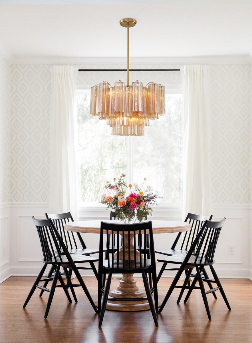 Aurora Murano Chandelier Glass Tube Layered Amber