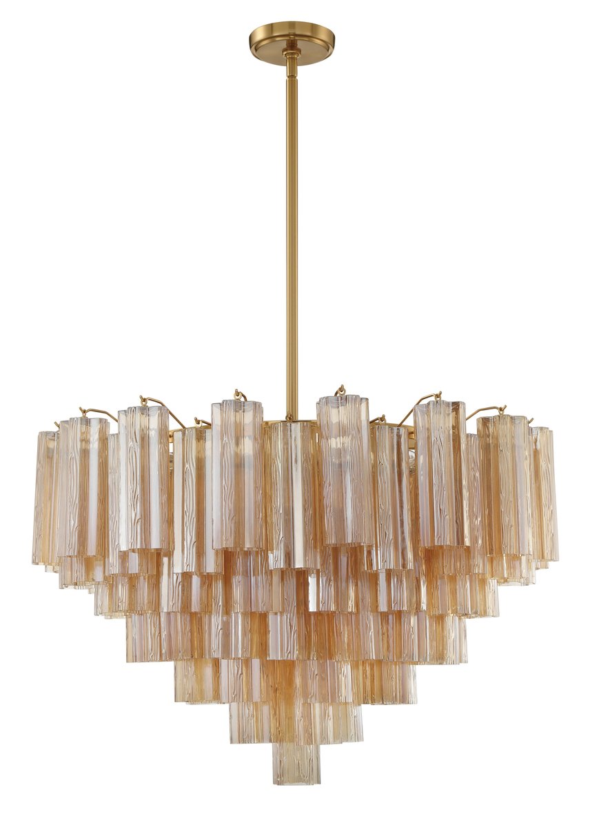 Aurora Murano Chandelier Glass Tube Layered Amber