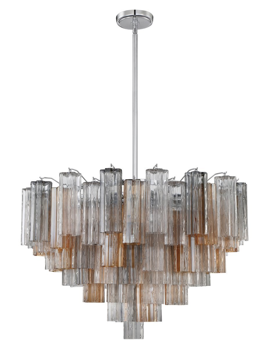 Aurora Murano Chandelier Glass Tube Layered Amber