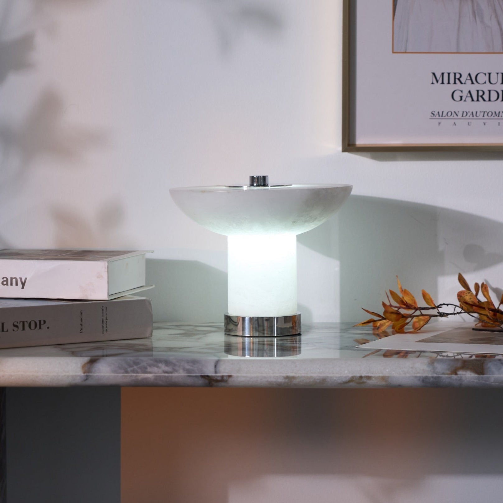 Eurnoran Mushroom Shaped Alabaster Table Lamp - Neutralighting