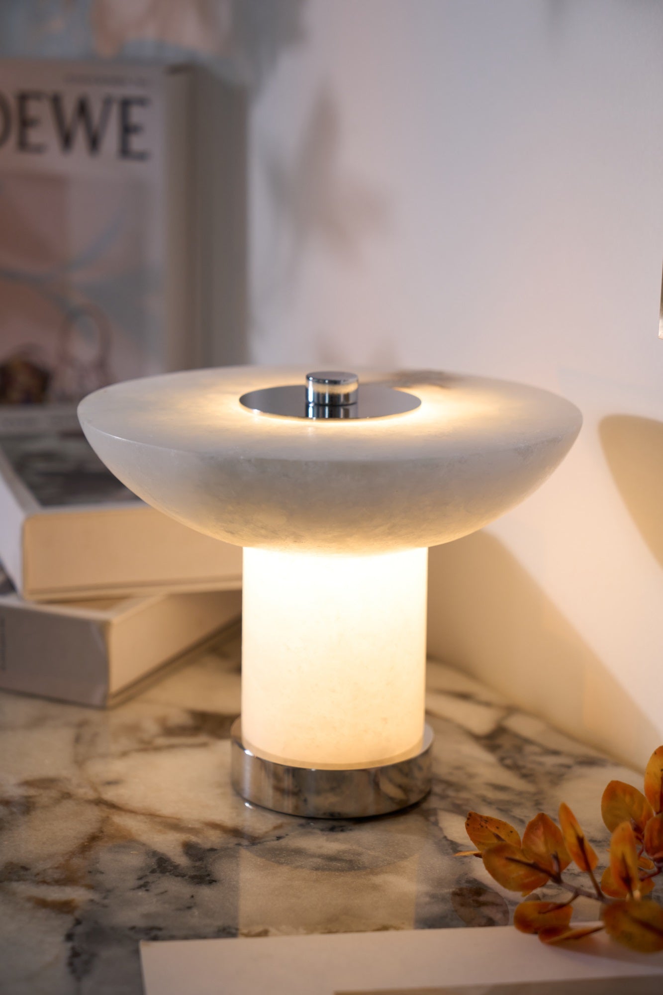 Eurnoran Mushroom Shaped Alabaster Table Lamp - Neutralighting