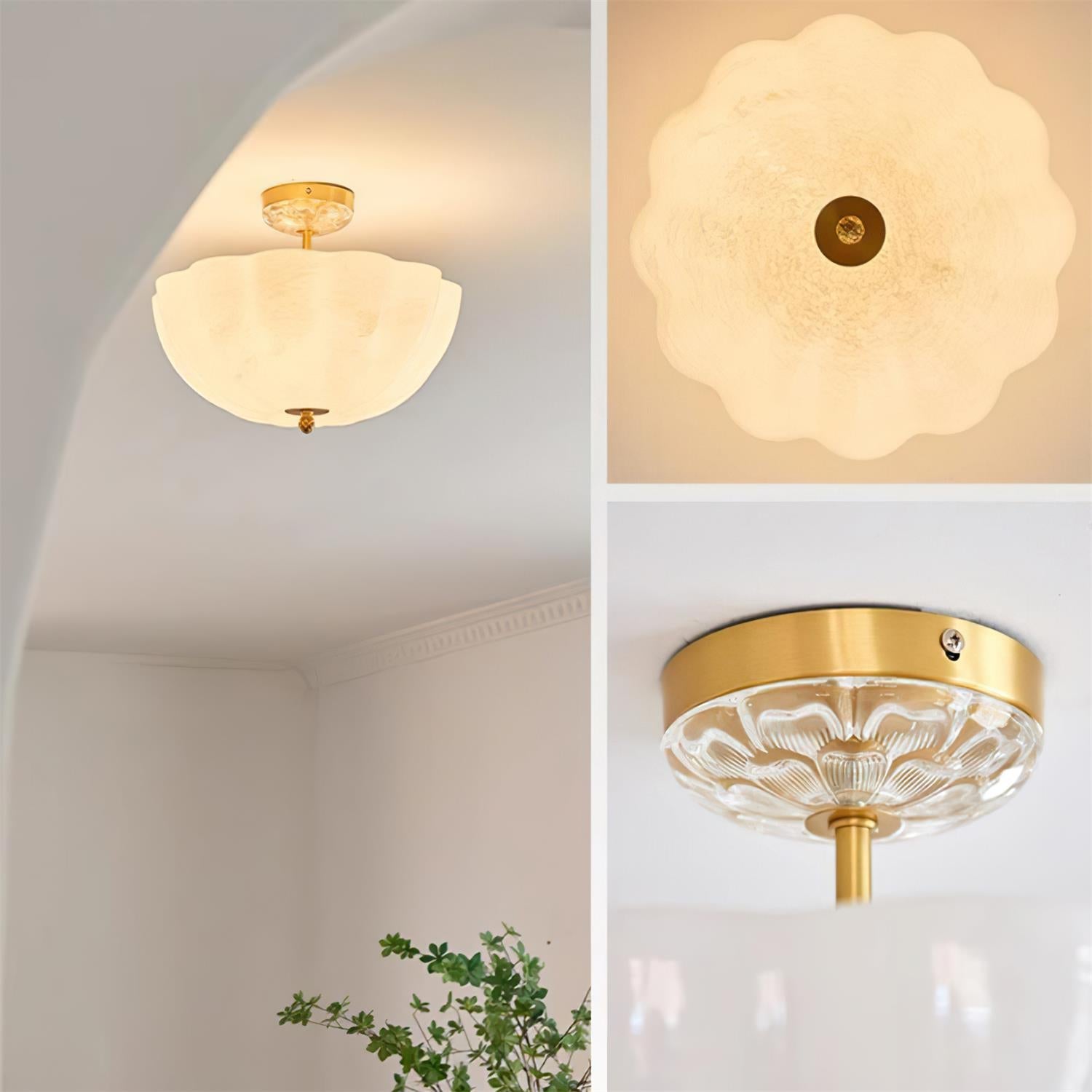 Ceiling Light Brass and Glass with Elegant Petal Silhouette Modern - Neutralighting