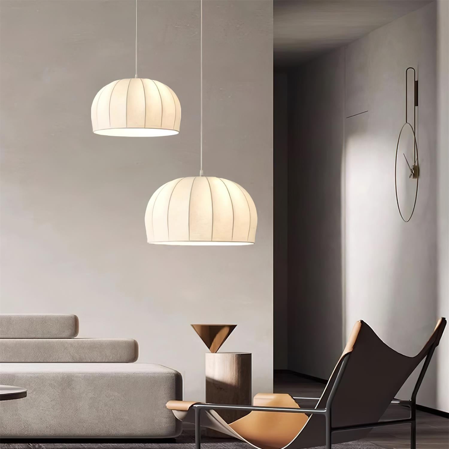 Nova White Fabric Dome Pendant Light - Neutralighting