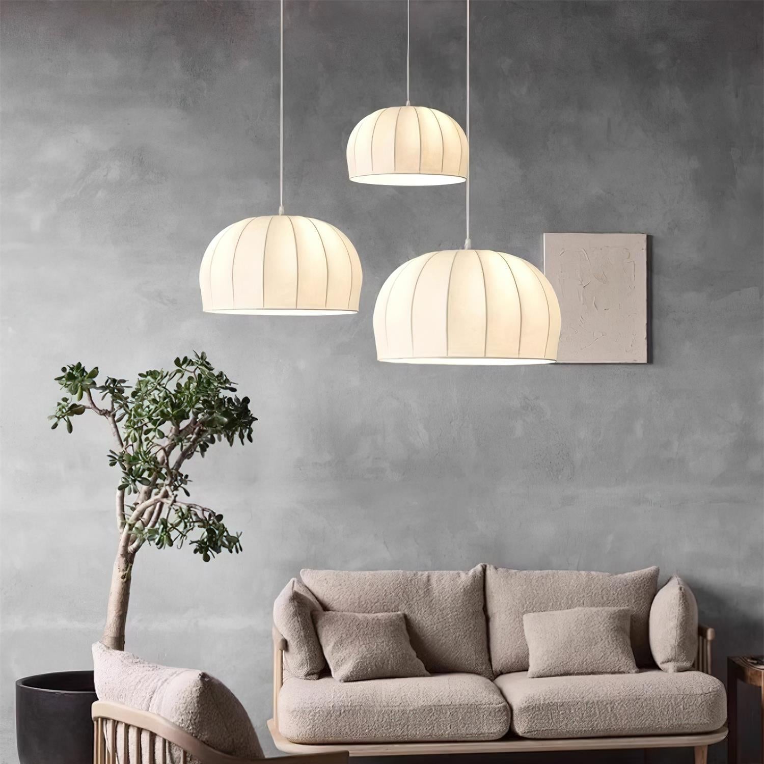 Nova White Fabric Dome Pendant Light - Neutralighting