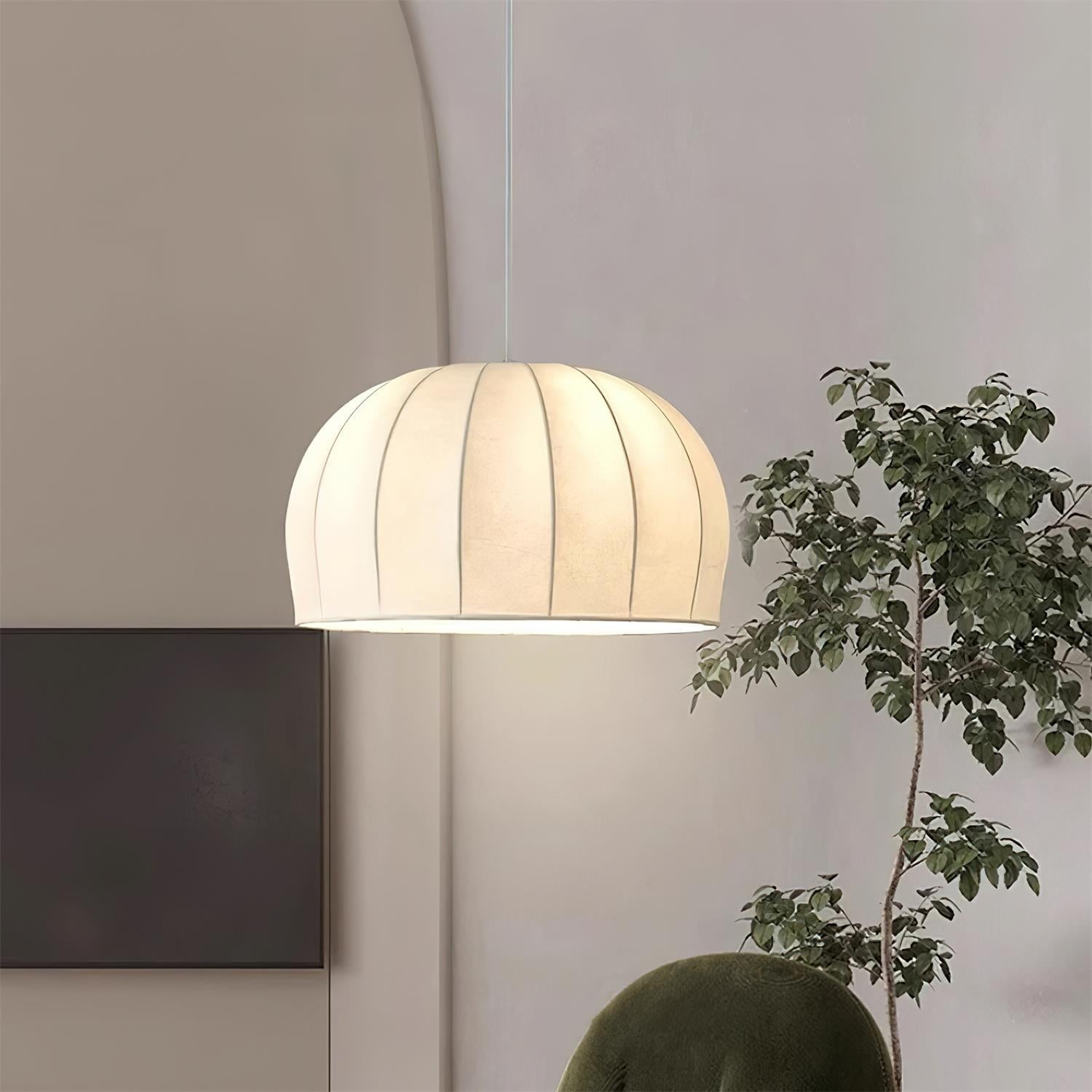 Nova White Fabric Dome Pendant Light - Neutralighting