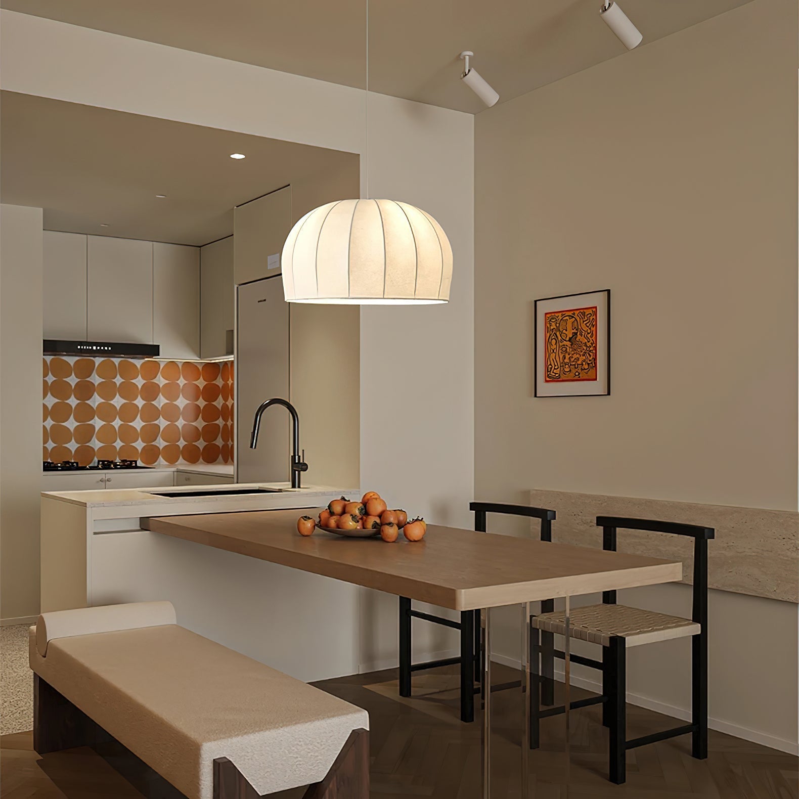 Nova White Fabric Dome Pendant Light - Neutralighting
