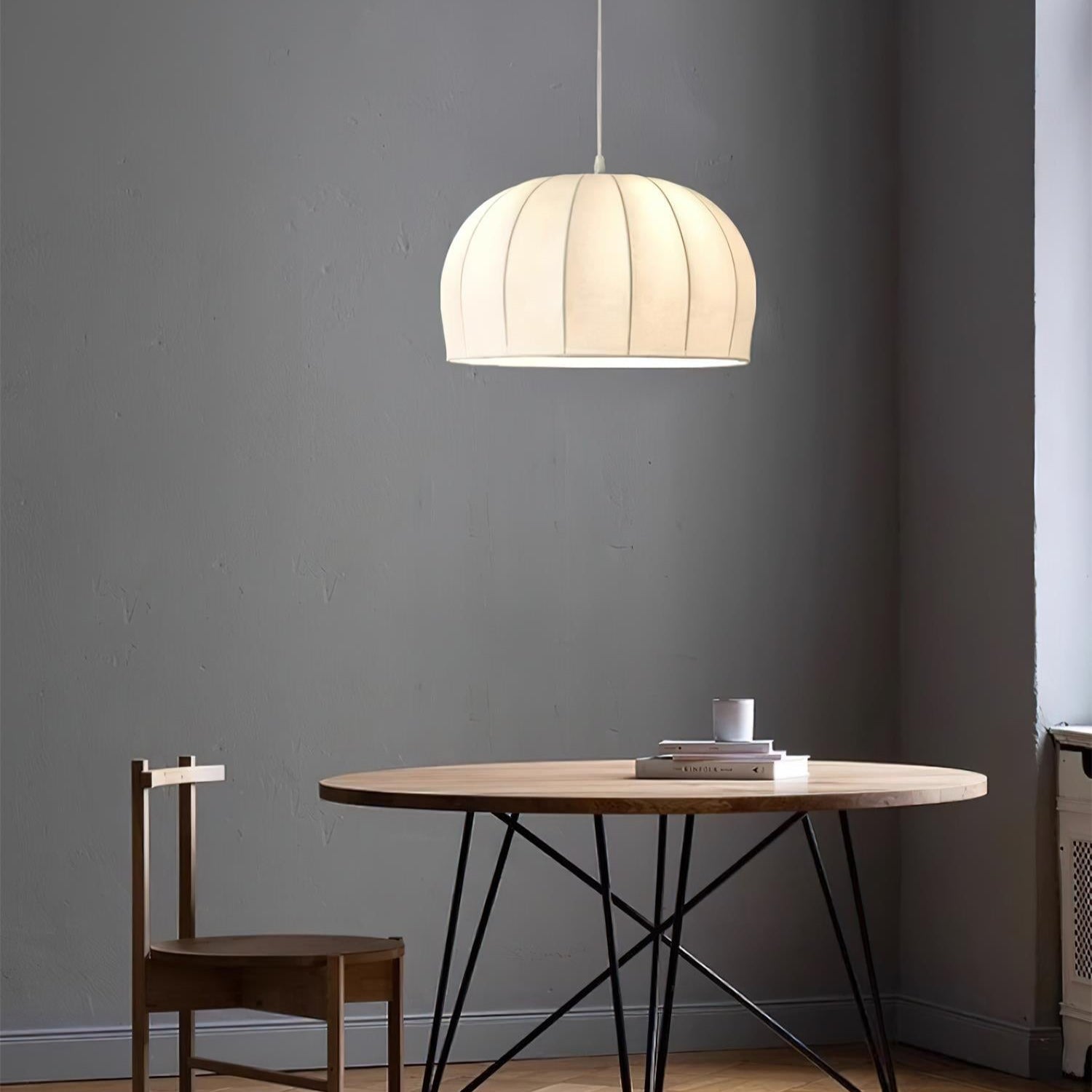 Nova White Fabric Dome Pendant Light - Neutralighting