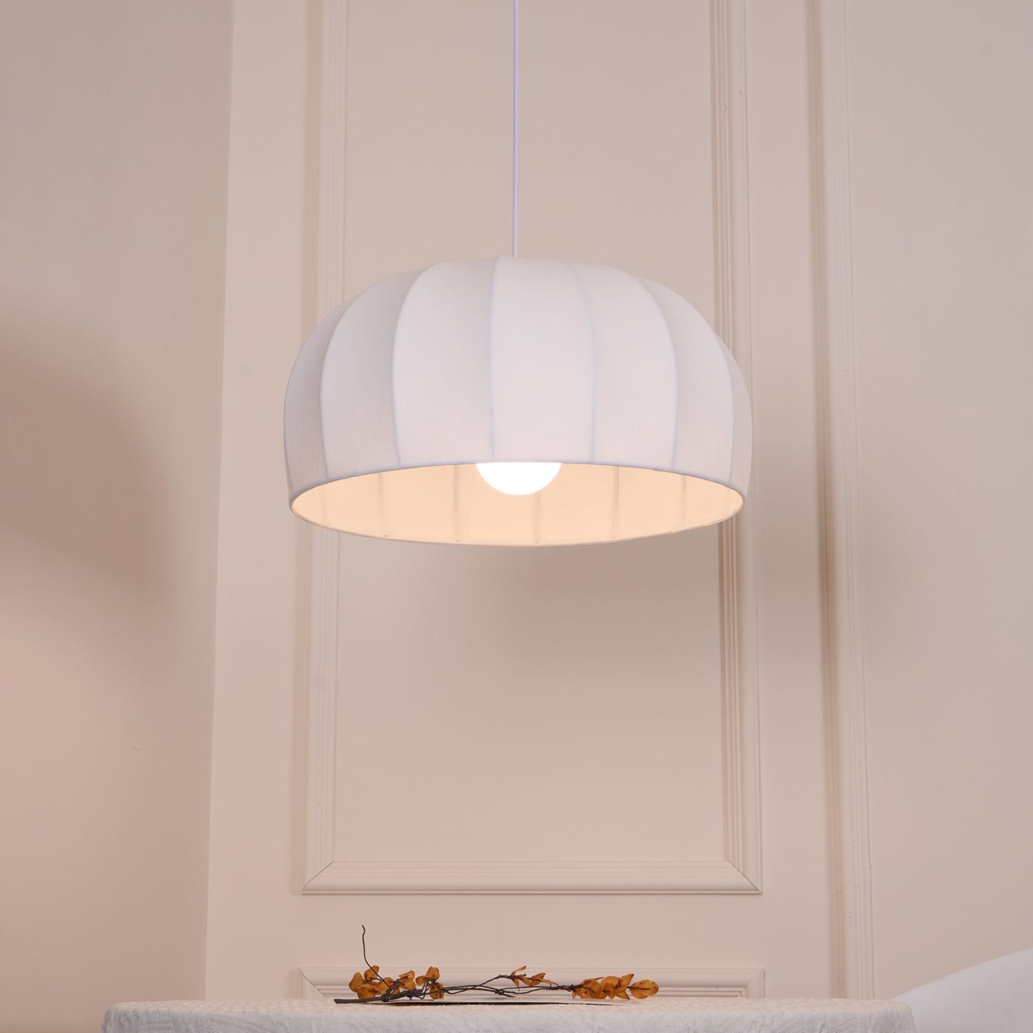 Nova White Fabric Dome Pendant Light - Neutralighting